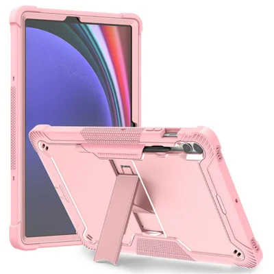 Kickstand-Hülle für Samsung Galaxy Tab S9+, stoßfeste Silikon- + PC-Tablet-Abdeckung - Roségold