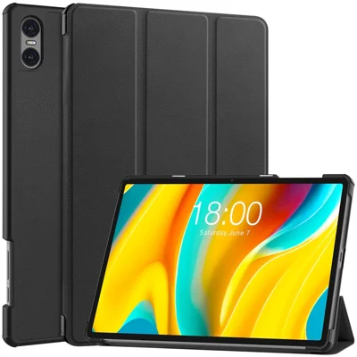 Smart Case voor Teclast T50 Pro, PU-leer Stootbestendige Drievoudige Stand Tablet Hoes - Zwart