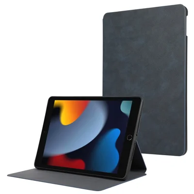 For iPad Air (2013) / Air 2 / iPad 9.7-inch (2017) / (2018) Anti-Dorp PU Leather Cover Auto Wake / Sleep Tablet Case with Stand - Blue