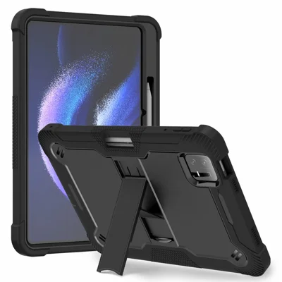 For Xiaomi Pad 6 / Pad 6 Pro Kickstand Tablet Cover Silicone + PC Shockproof Rugged Case - Black