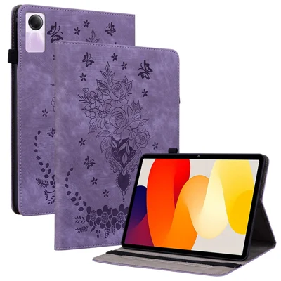 Capa para Xiaomi Redmi Pad SE PU Leather Imprinted Card Holder Tablet - Roxa
