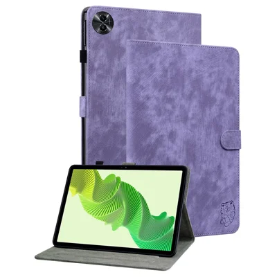 Funda de piel sintética con soporte para Realme Pad 2 con bolsillos para tarjetas - Morado