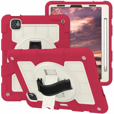 For iPad Pro 11-inch (2018) / (2020) / (2021) / (2022) / Air (2020) / (2022) Tablet Case Anti-Drop Kickstand TPU+PC Cover - Red