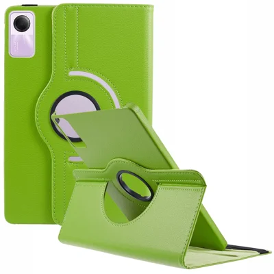 Capa para o Xiaomi Redmi Pad SE, com textura de lichia em couro PU, proteção para tablet com elástico - Verde