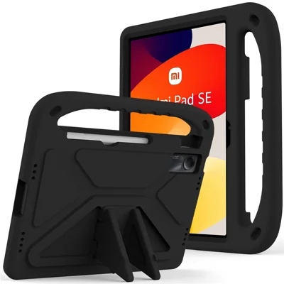 Capa para Xiaomi Redmi Pad SE com Empunhadura Manual, Anti-queda, EVA, Suporte para Tablet - Preto