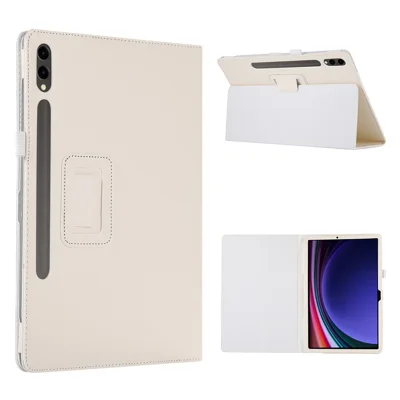 For Samsung Galaxy Tab S9+ Leather Case Bi-fold Stand Tablet Protective Cover - White