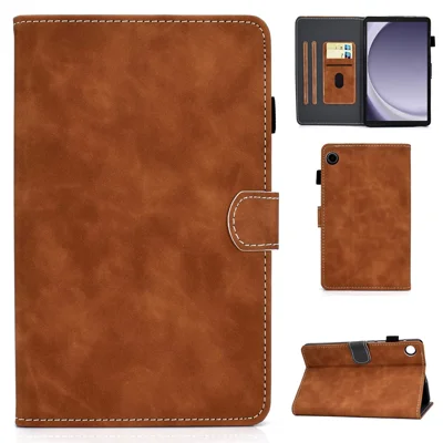 Voor Samsung Galaxy Tab A9+ Stand PU Leren Case Tablet Cover met Kaartslot - Bruin