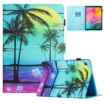 Folia do Samsung Galaxy Tab A7 Lite 8,7 cala T220 / T225 z nadrukiem wzoru, etui z uchwytem na karty - Kokosowe Palmy