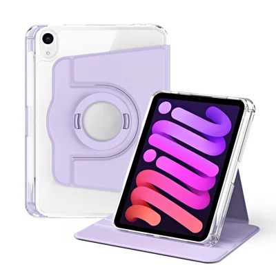 Чехол для iPad mini (2024) / mini (2021) из искусственной кожи и акрила с подставкой, съемная крышка планшета — фиолетовый
