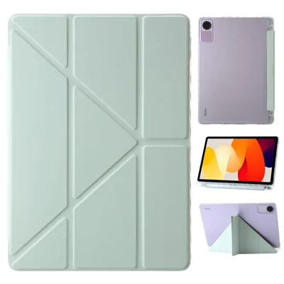 Para Xiaomi Redmi Pad SE Case PU+Acrílico+TPU Stand Capa de Tablet Acorda / Modo de Sono à Prova de Choque Caso - Verde Chá