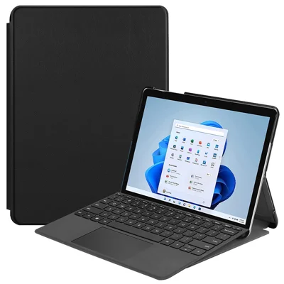 Für Microsoft Surface Go 4 Hülle Faltbarer PU-Leder-Ständer Vollschutzabdeckung - Schwarz