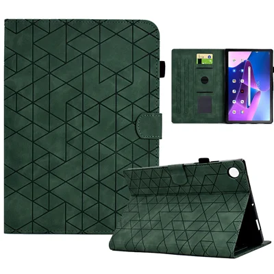 Für Lenovo Tab M10 Plus (3. Generation) Etui mit Kartenfächern Tablet-Ledercover - Grün