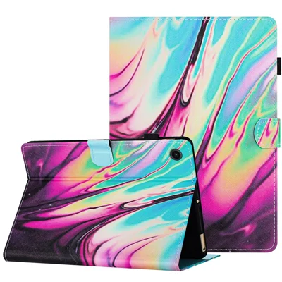 For Lenovo Tab M10 (Gen 3) Pattern Case Leather Auto Sleep / Wake Tablet Cover - Rose Blue Marble