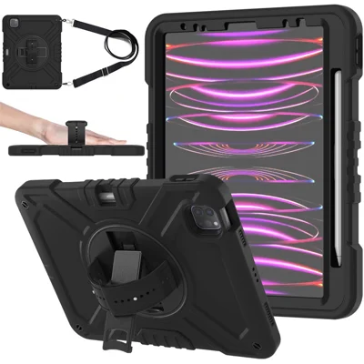 X-Shaped Series for iPad Pro 11 (2018) / (2020) / (2021) / (2022) / iPad Air (2020) / (2022) Case Kickstand Protective Cover - All Black