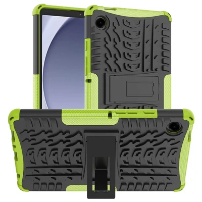 For Samsung Galaxy Tab A11 / A9 Kickstand Cover Tire Texture Anti-slip Tablet Case - Green