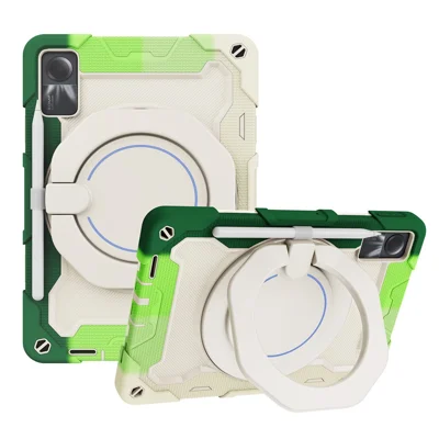 Para Xiaomi Redmi Pad SE Tablet Case PC+Capa de Silicone com Suporte - Verde Colorido