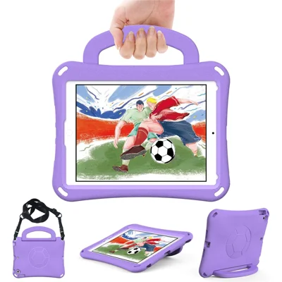 For iPad Air (2013) / Air 2 / iPad 9.7-inch (2017) / (2018) Soccer Pattern Case EVA Protective Handle Tablet Cover - Light Purple