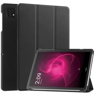 For T-Mobile REVVL Tab Tri-fold Stand Smart Case PU Leather Tablet Cover - Black