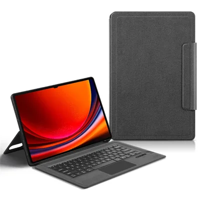 For Samsung Galaxy Tab S10 Ultra / S9 Ultra / S8 Ultra Leather Case + Touchpad Bluetooth-Compatible Keyboard (without Backlit)