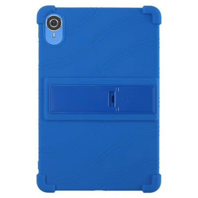 For Teclast P25T / P26T Silicone Case Kickstand Shockproof Protective Cover - Dark Blue
