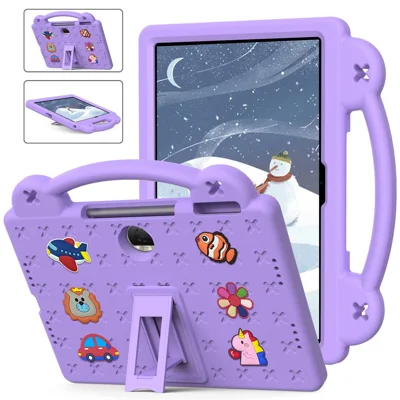 For Honor Pad 9 Tablet Case Anti-scratch EVA Cute Patterns Kickstand Cover with and Handle - Purple