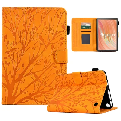A8 For Amazon Fire HD 10 (2023) Stand Case Leather Tablet Cover with Card Slots  - Khaki