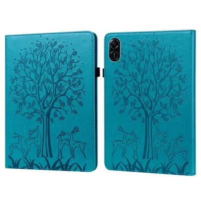 For Honor Pad X9 Case PU Leather Tree Deer Pattern Folding Stand Tablet Cover - Blue
