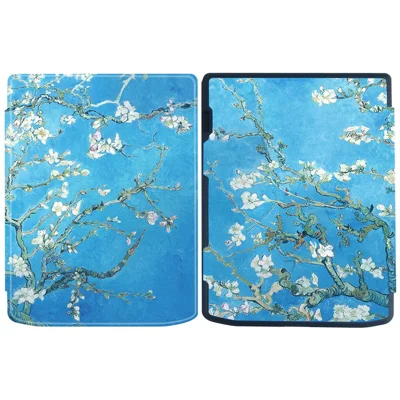 For PocketBook InkPad Color 2 / 3 PB743 E-Reader Case Pattern Printing PU Leather Flip Cover - Plum Blossom