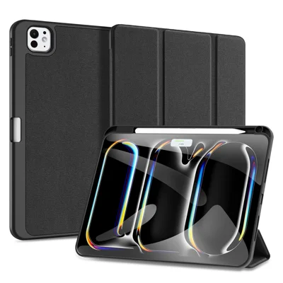 DUX DUCIS Domo Series for iPad Pro 11 (2025) / 11 (2024) Tablet Case Tri-fold Stand Leather Business Style Cover - Black