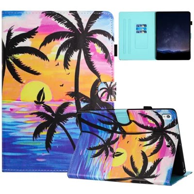 For Ipad 10.2 (2021) / (2019) / (2020 / Pro 10.5-Inch (2017) / Air 10.5 Inch (2019) Tablet Case PU Leather Stand Cover - Coconut Tree