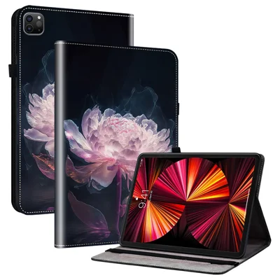 Tablet Case For iPad Air 11 (2026) / (2025) / (2024) / Pro 11 (2018) / (2020) / (2021) / (2022) / Air (2022) / (2020) Pattern Printing Cover - Purple Peony