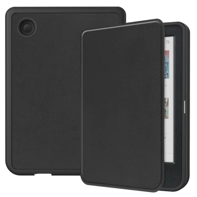 For Kobo Clara Colour / Clara BW PU Leather Sleeve Smart Wake / Sleep Cover Ereader Protective Case - Black