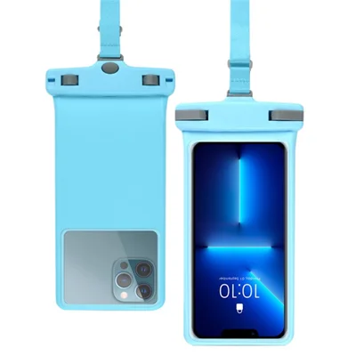 WH-02355 7-inch Phone ABS+TPU Underwater Bag IPX8 Waterproof Phone Pouch with Survival Whistle - Baby Blue