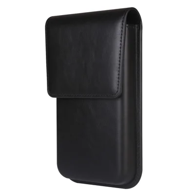 Universal Vertical Waist Pouch For Smartphones 6.7-6.9 Inch PU Leather Magnetic Closure Large Flap Design Phone Bag - Black