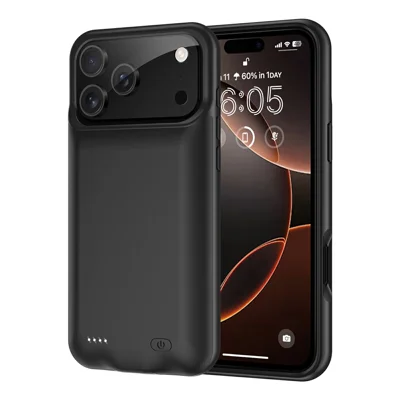 A29S For iPhone 17 Pro Battery Case Soft TPU Edge 6000mAh Rechargeable Protective Back Cover