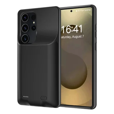 M02 til Samsung Galaxy S26 Ultra TPU-opladeret tilbehør med 6000 mAh udvidet batterikapacitet og LED-indikator - Sort