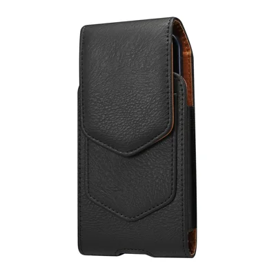 Universele Hoes voor 6,1 inch Telefoon, Steekhoes met Riemclip van PU-leer voor iPhone 17 / 16 / Samsung Galaxy S26 / S25 met Kaarthouder - Zwart