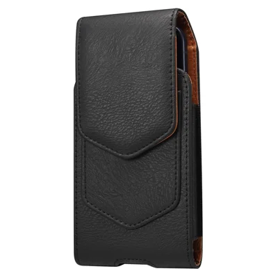 7.2 Inch Phone Universal Holster Pouch for Huawei Mate 40 Lite / Mate 20 X / Xiaomi Mi Max PU Leather Belt Clip Case with Card Slot - Black