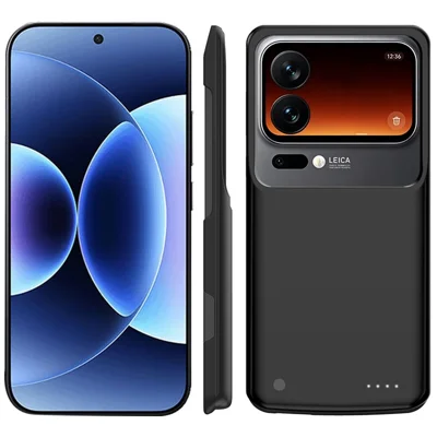 10000mAh Full Coverage Battery for Xiaomi 17 Pro Back Clip Portable Phone Charging Case with LED Indicators - Black