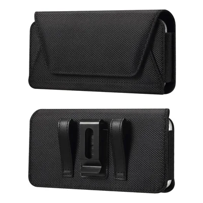 6.1 inch Phone Holster Magnetic Closure Oxford Fabric Belt Clip Universal Phone Pouch with Card Slot - Black
