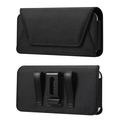 6.5 inch Phone Holster Magnetic Closure Oxford Fabric Belt Clip Universal Phone Pouch with Card Slot - Black