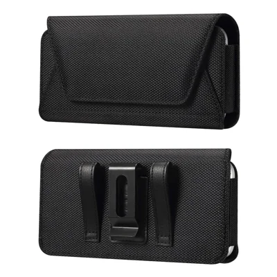 6.7 - 6.9 inch Phone Holster Magnetic Closure Oxford Fabric Belt Clip Universal Phone Pouch with Card Slot - Black