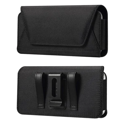 7.2 inch Phone Holster Magnetic Closure Oxford Fabric Belt Clip Universal Phone Pouch with Card Slot - Black