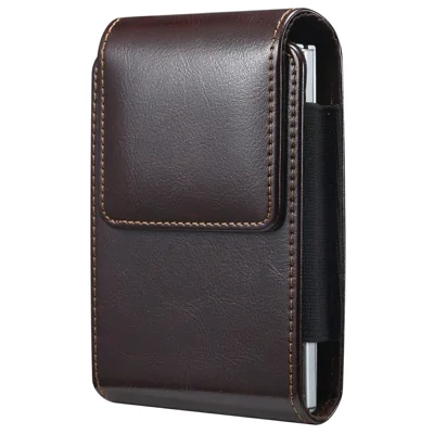 For Samsung Galaxy Z Fold8 / Huawei Pura X Max Belt Clip Holster Split Leather Magnetic Closure Flip Cell Phone Case - Coffee