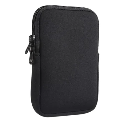 Phone Pouch for iPhone Duo / Samsung Galaxy Z Fold8 / Huawei Pura X Max / Xiaomi 18 Fold , Nylon + Neoprene Zipper Belt Loop Protective Waist Bag - Black
