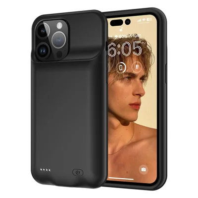 D98 Battery Case per iPhone 15 Pro Max, custodia di ricarica ricaricabile da 8500 mAh - Nero