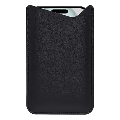 Microfiber Leren Hoes voor 6,2-6,5" Telefoontas Draagbare Dunne Telefoonhoes, Maat M - Zwart