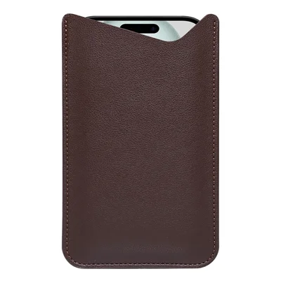 Slanke telefoonhoes voor 4,8" / 5,8" / 6,1" mobiele telefoon tas Microfiber lederen telefoonhoes, maat S - Bruin