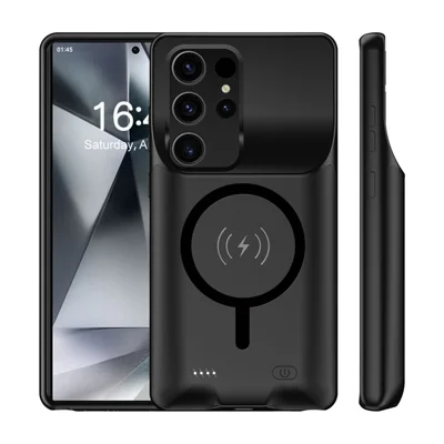C28 Församling för Samsung Galaxy S24 Ultra TPU-laddningslåda med batterifunktion och magnetisk laddare, 10000mAh