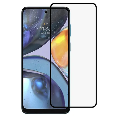 For Motorola Moto G22 Anti-explosion Full Glue Silk Printing Tempered Glass Full Covering Cell Phone Screen Protector
